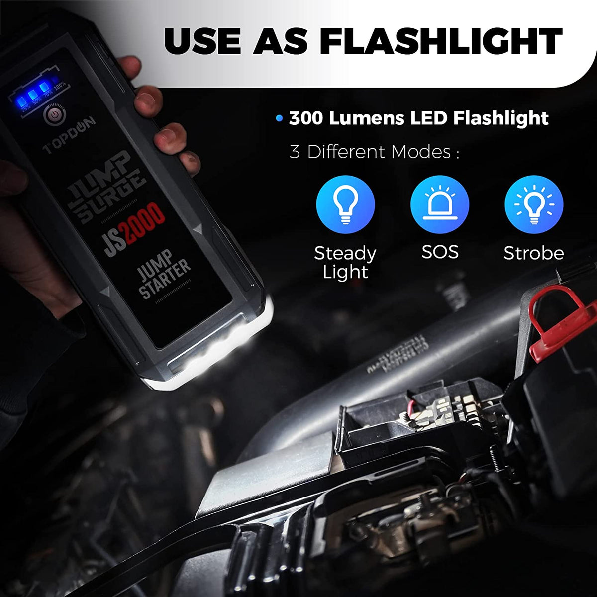 12V 2000A Peak Car Battery Charger Jump Starter I3313