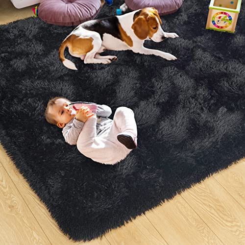 Black 4x6 Feet Shag Area Rug G131330