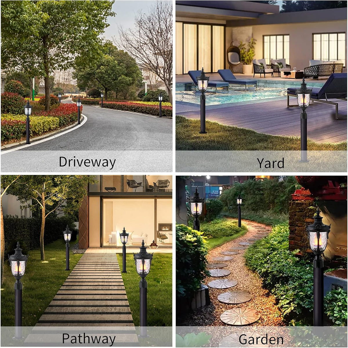 20.47H Cast Aluminum Outdoor Lamp Post Light Fixture with Pier Mount Adapter S27840
