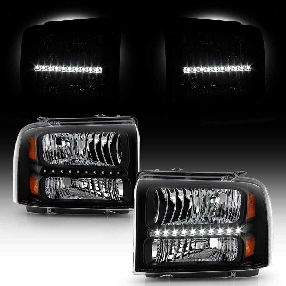 Black LED Headlights Replacement Driver + Passenger Side L9590