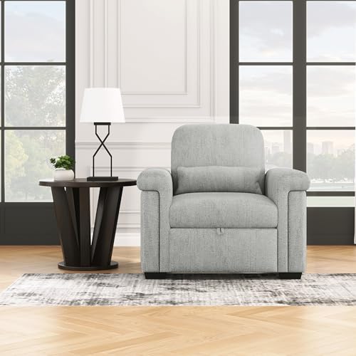 Dark Blue 3-in-1 Convertible Sofa Chair Bed with Adjust Backrest and Lumbar Pillow F634593