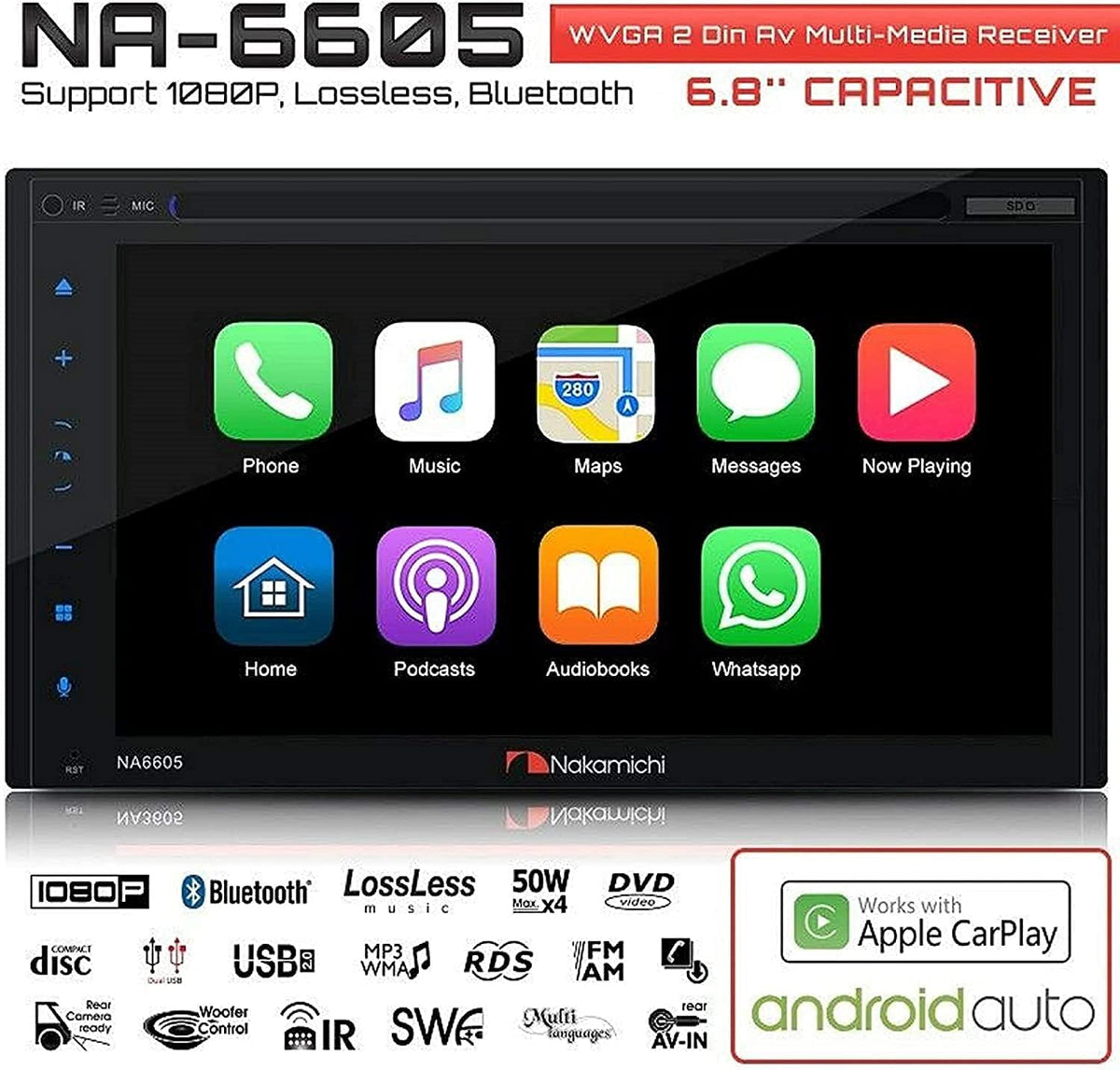 Double-Din 6.8" WVGA Display Car Stereo Receiver X24452