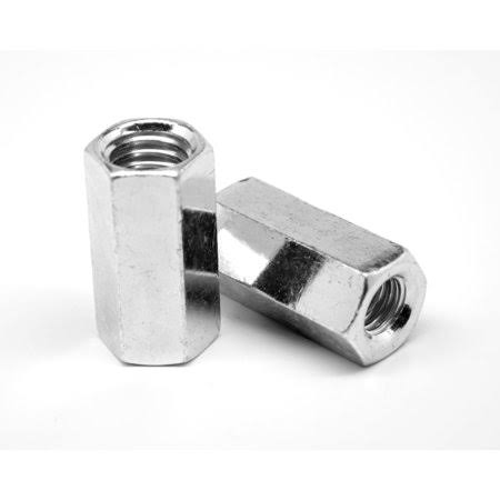 1 1/8 inch x 1 1/2 inch x 3 inch Coarse Thread Hex Rod Coupling Nut Low Carbon Steel Zinc Plated Pk 5 W16226