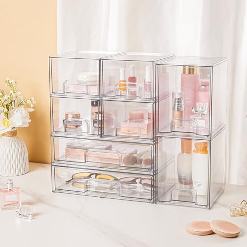 Clear Plastic Stackable Storage Drawers Set of 6 G384