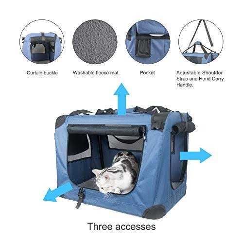 Large Soft-Sided Portable Pet Crate with Collapsible Litter Box and Bowl F635574