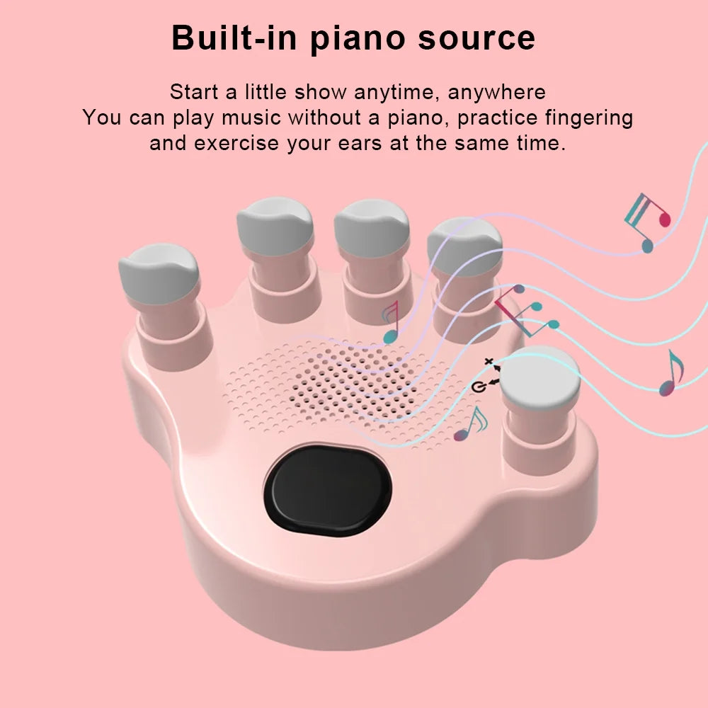 Hand Exerciser Trainer, 2Pcs Piano Hand Shape Corrector, Hand Strengthener with Speaker, Silicone Button, Anti-slip Design X487