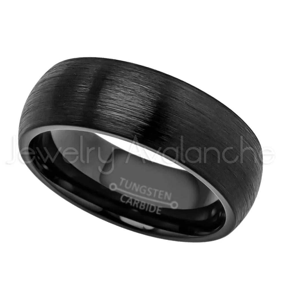 Black IP Tungsten Carbide Dome Ring O9474