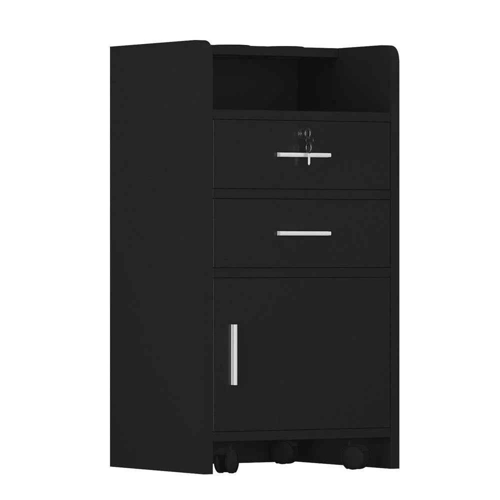 Black Wood Rolling Salon Cabinet Cart Z299977