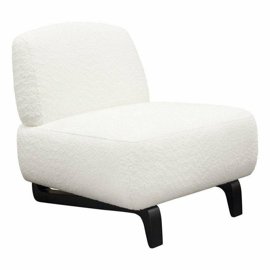 Faux White Shearling Armless Chair with Black Wood Leg Base S80966