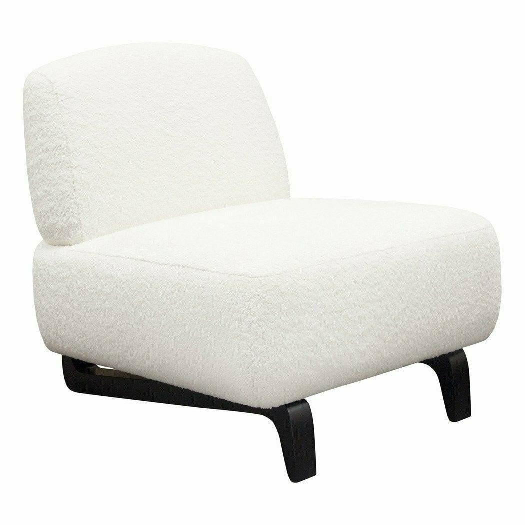 Faux White Shearling Armless Chair with Black Wood Leg Base S80966