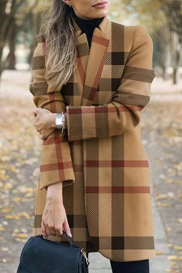 Casual Print Patchwork Turn-back Collar Outerwear K921323