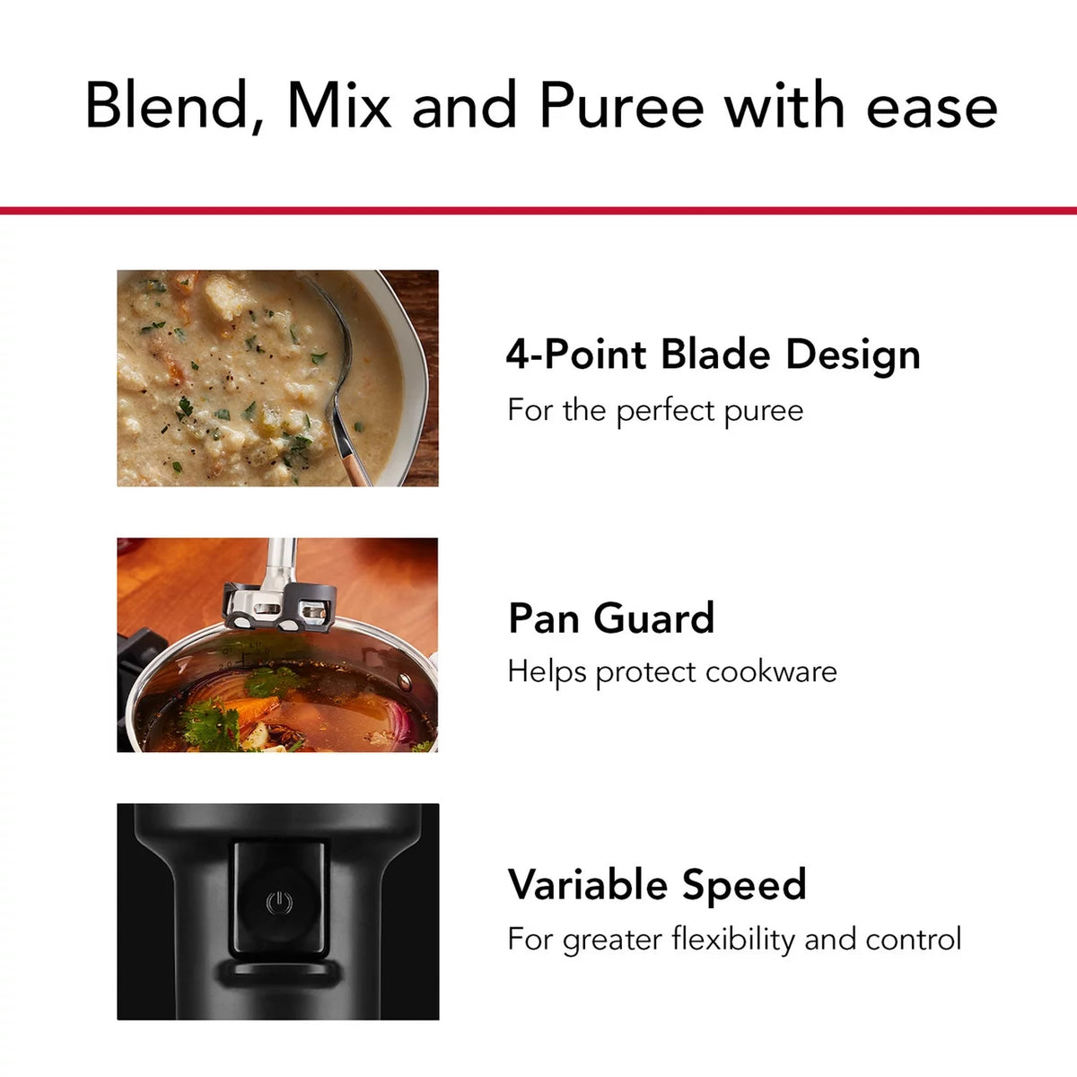 Cordless Variable Speed Hand Blender with Chopper and Whisk Attachment K339