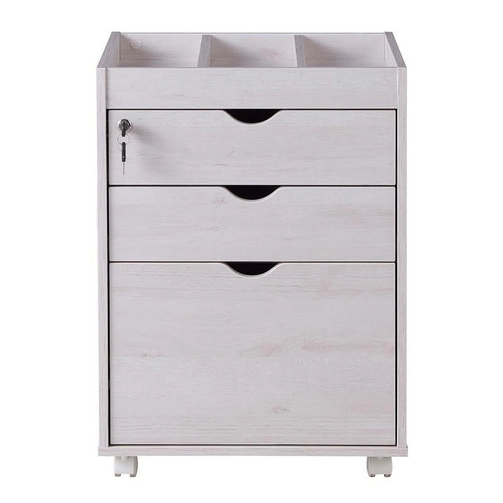 White Wood 3-Drawer File Cabinet V6070