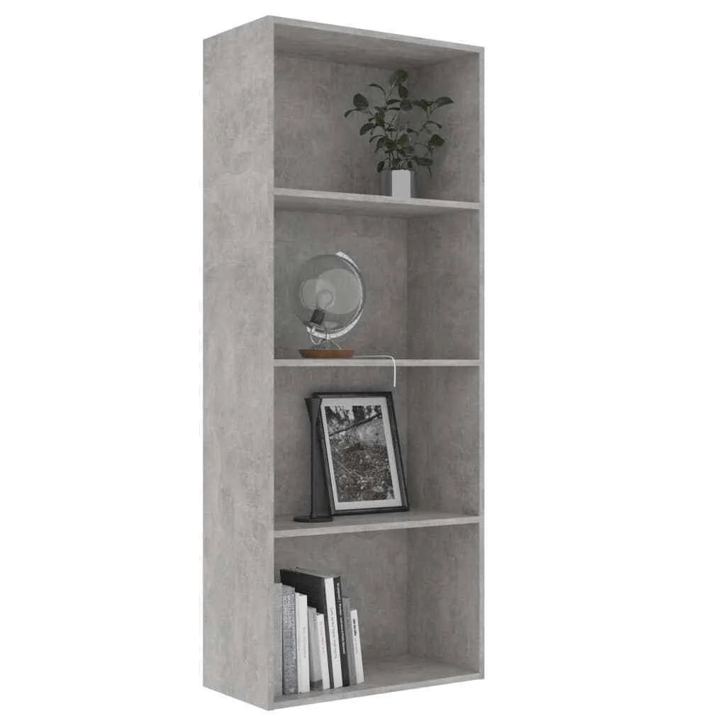 4-Tier Book Cabinet Concrete Gray Chipboard R4368