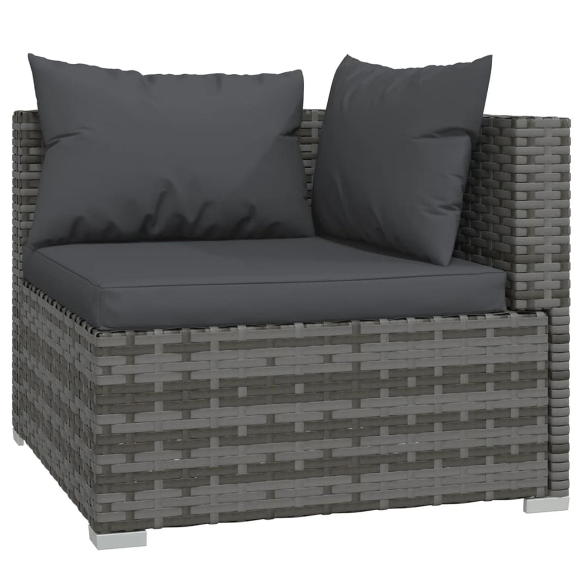 3 Piece Patio Lounge Set Gray Poly Rattan Sectional Outdoor Furniture Set O5379