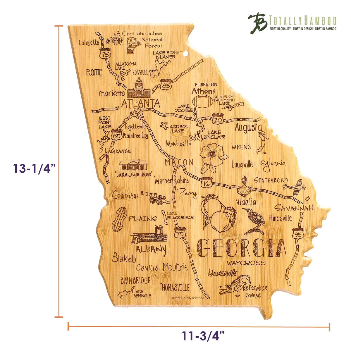 Georgia State Shaped Bamboo Cutting Board Q412394