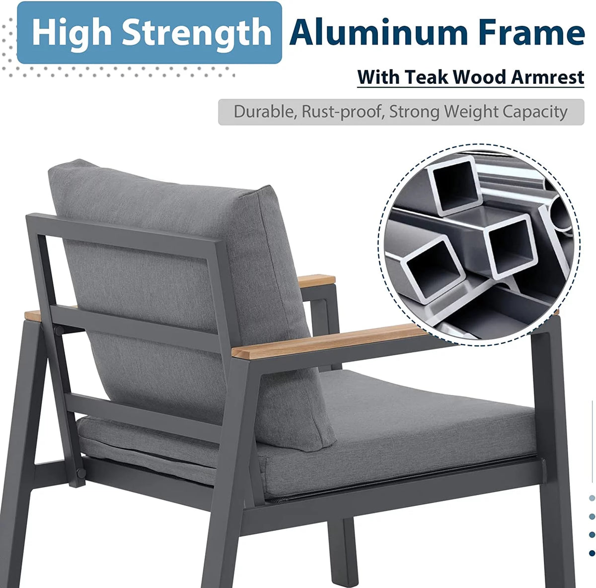 5 Pieces Aluminum Patio Furniture Set with Coffee Table and Cushions I884