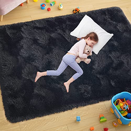 Black 4x6 Feet Shag Area Rug G131330