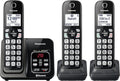 4 Cordless Handsets Expandable Cordless Phone System with Bluetooth, Answering Machine, Call Blocking - Metallic Black H214609