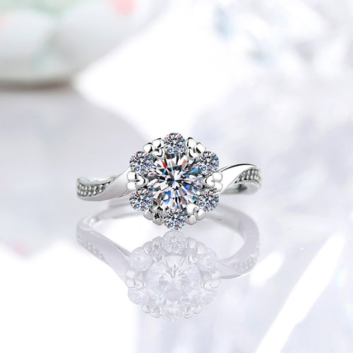 1 Carat Moissanite Adjustable Engagement Ring 925 Sterling Silver Solitaire Rings K12567