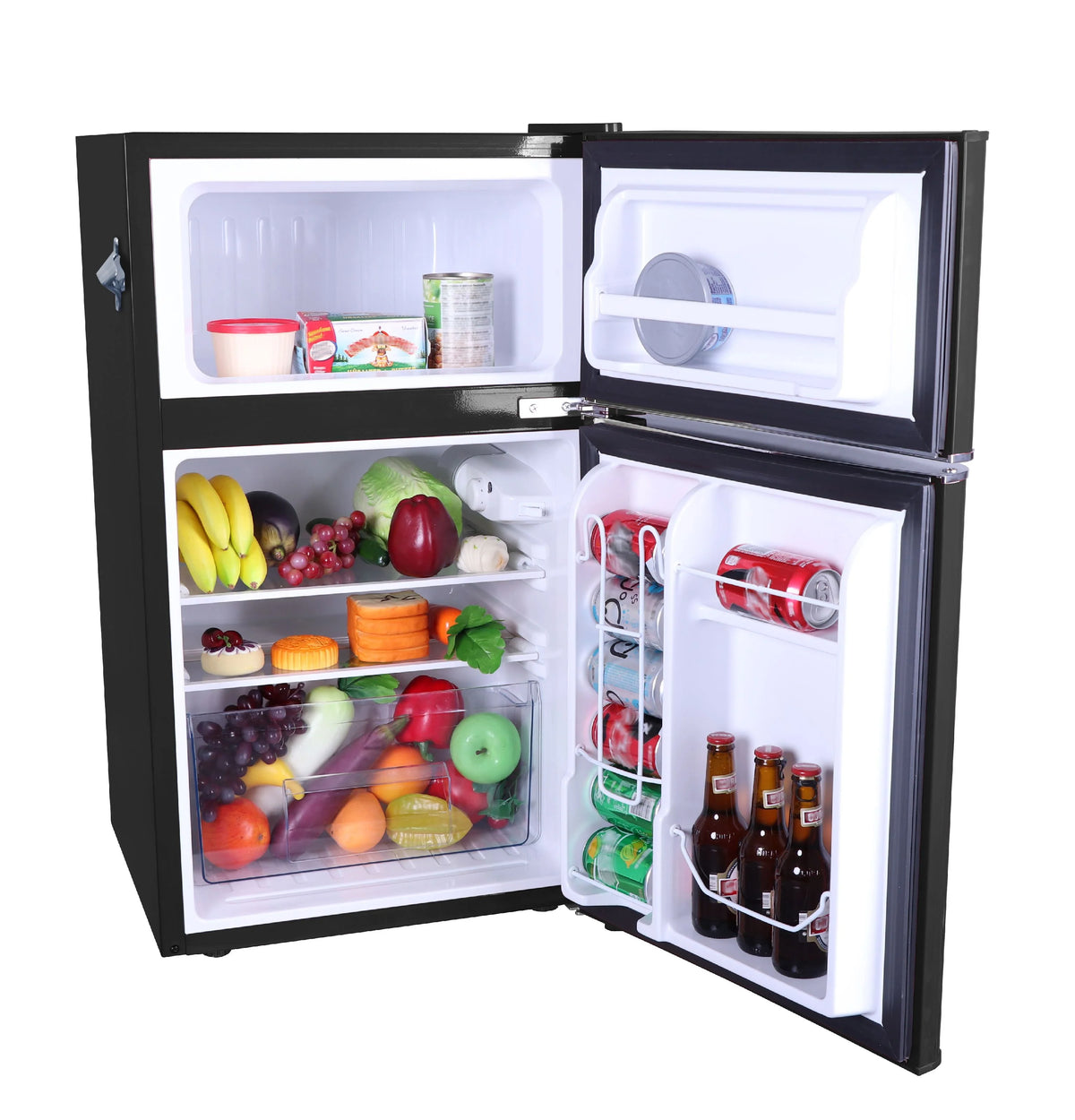 Black 3.1 Cu Ft Two Door Compact Refrigerator with Freezer H6066