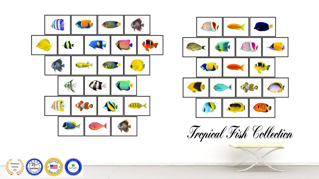 Yellow Clown Tropical Fish Painting Wall Decor U9768