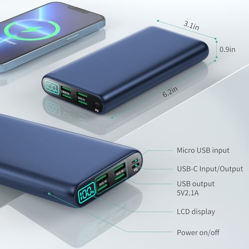 38800mAh LCD Display Power Bank with 5 USB Outputs and USB-C X438