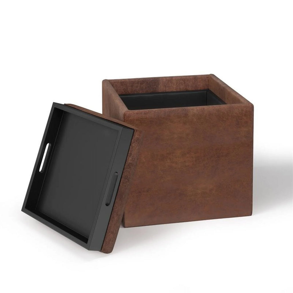 Faux Leather Storage Ottoman E344427