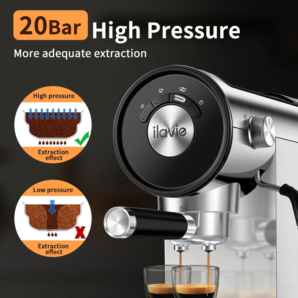 20 Bar Espresso Machine with Milk Frother Steam Wand T838