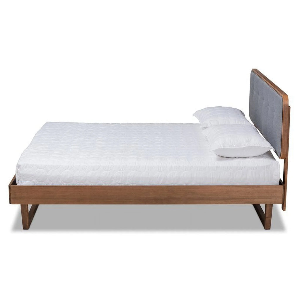 Gray Upholstered Wood King Size Platform Bed M13558