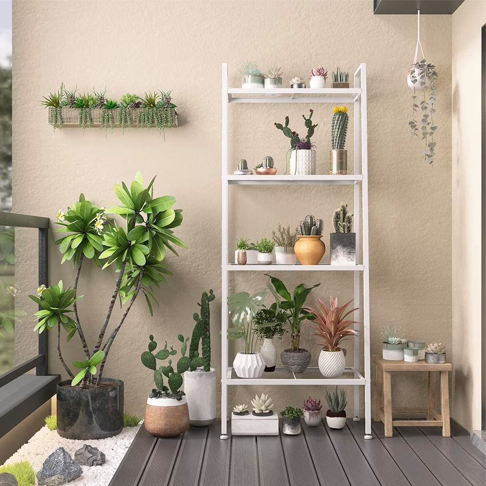 White 4-Tier Leaning Ladder Bookcase K351