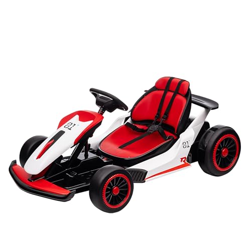 Electric Drift Kart Car with Adjustable Seat, 24V 7Ah, 2 * 200W Motor, 8.1 MPH, LED Lights C341