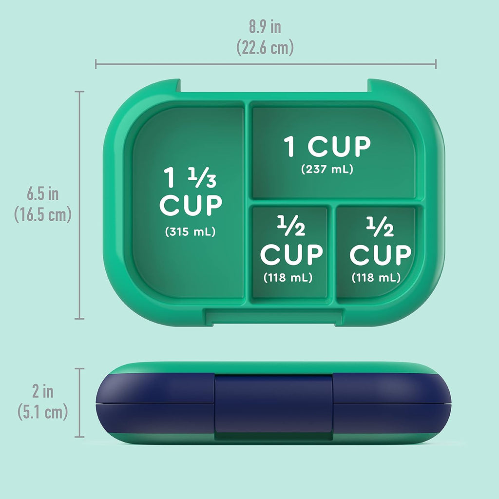 Kids Chill Lunch Box (Green/Navy) With Reusable Plastic Utensils (Blue) A71089