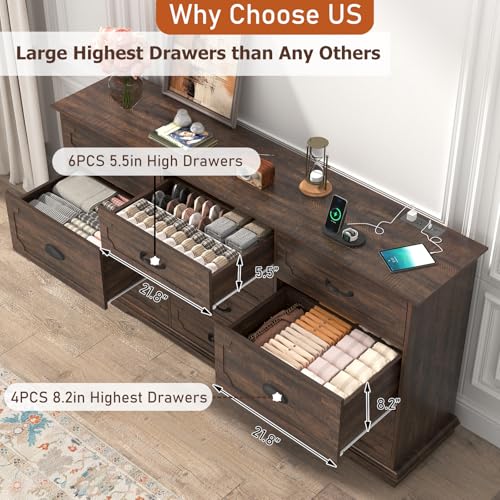 White 10 Drawer Wood Dresser with Charging Station U771164