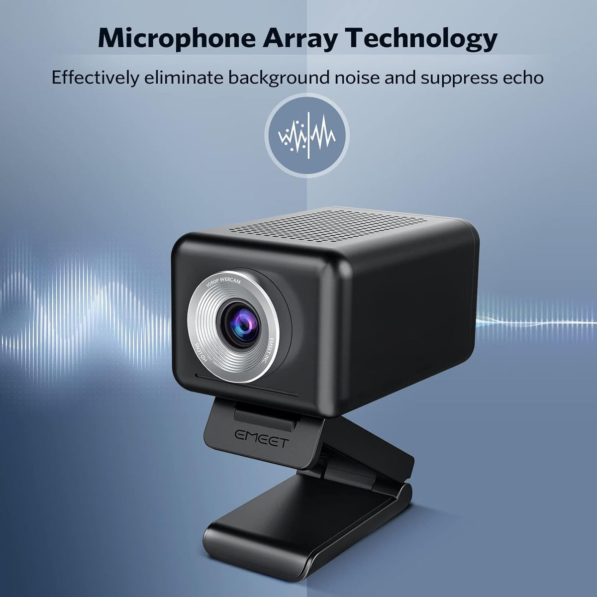 1080P 60FPS Webcam with 4 Mics and 3W Speaker R329