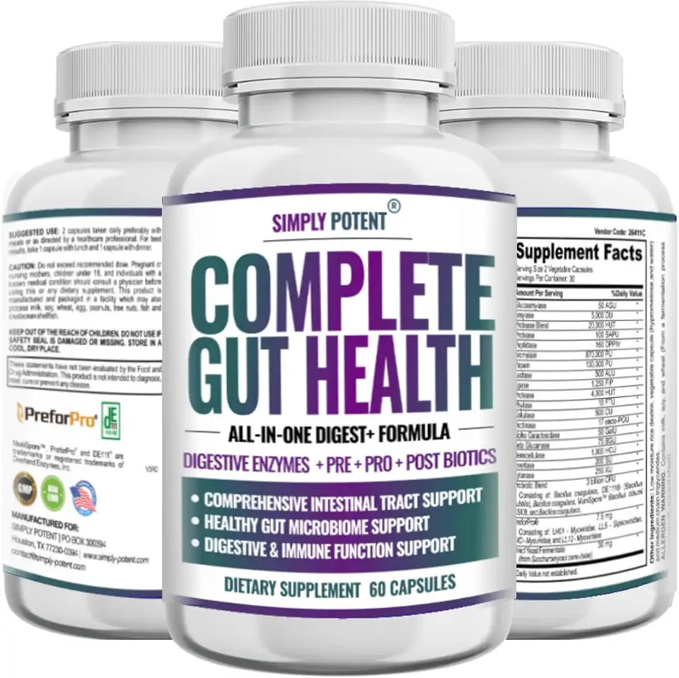 60 Capsules Digestive Enzymes Prebiotic Probiotic Post Biotic Gut Health B748