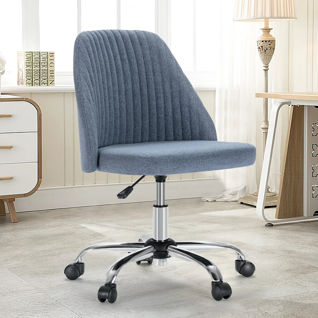 Green Twill Fabric Adjustable Swivel Armless Desk Chair O42736