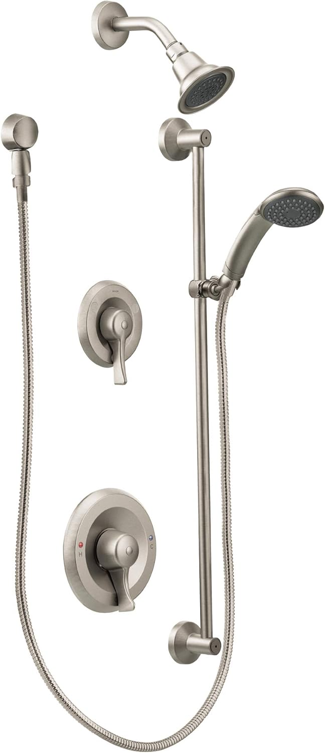 Brushed Nickel Showerhead and Handheld Showerhead M125559