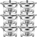 6 Pack 5QT Round Stainless Steel Chafing Dish Buffet Set G279147