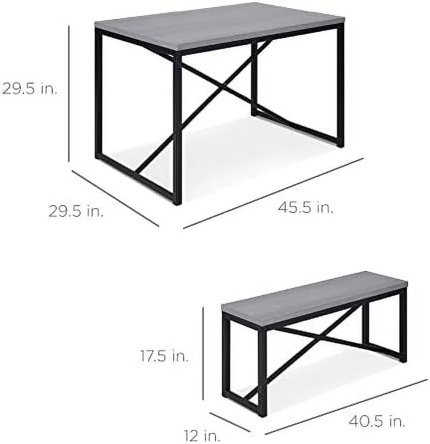 3-Piece Bench Style Dining Set 4-Person Brown/Black J3630