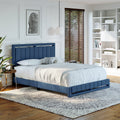 Blue Queen Upholstered Linen Platform Bed L78704