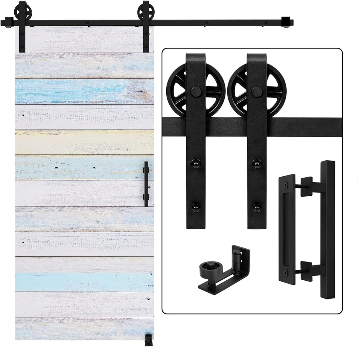 6.6 FT Sliding Barn Door Track and Handle Hardware Kit J945914
