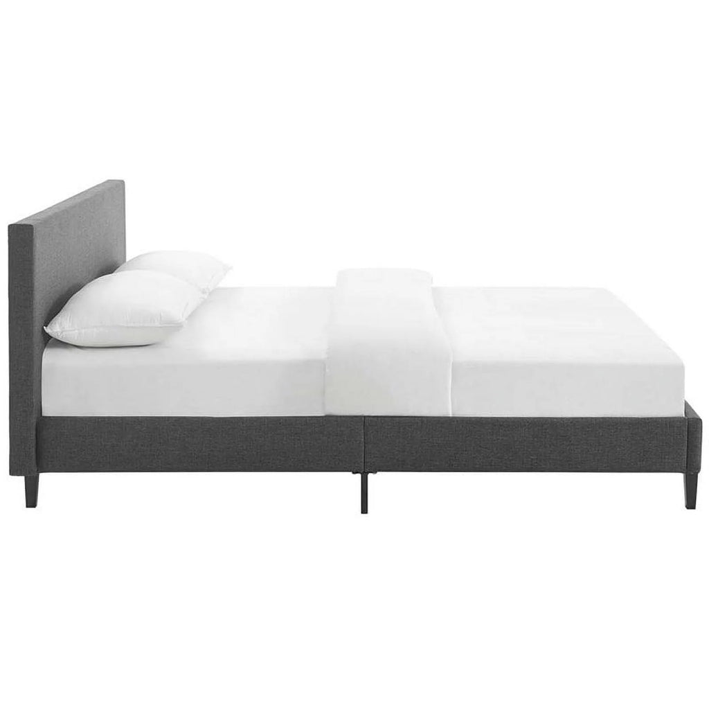 Light Gray Queen Upholstered Platform Bed with Wood Slat Support X83575