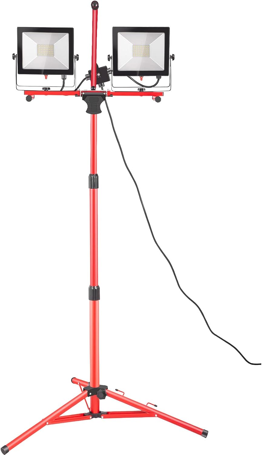 LED Work Light with Stand, 4200 Lumen Dual-head, IP65 Waterproofed, Pack of 2 G408