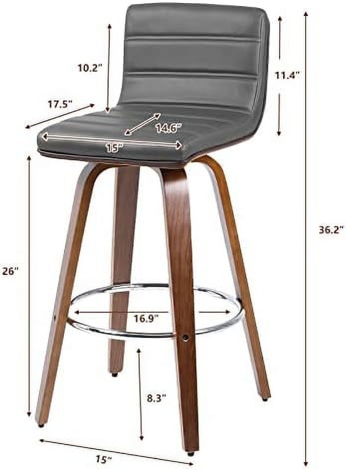 Black PU Leather Swivel Counter Height Stool with Back L9028