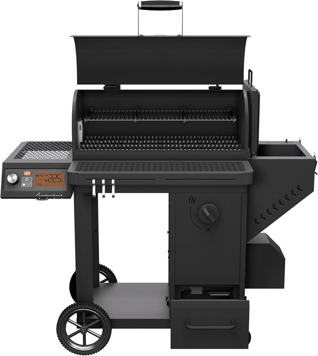 Black Steel Charcoal Smoker and Grill Y15648