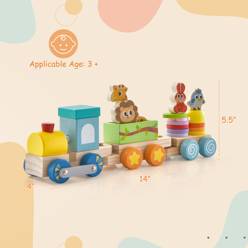 Wooden Stackable Train Set with Animal Toys & Locomotive F123543