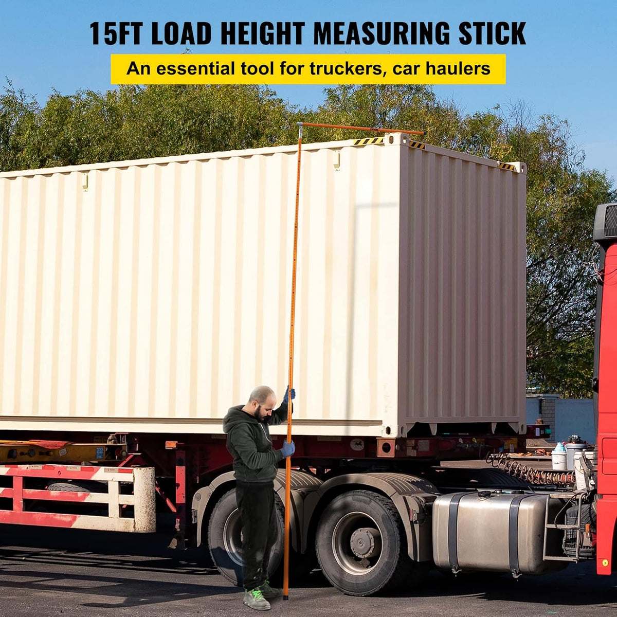 15' Fiberglass Truck Height Measuring Stick with Carrying Bag D82057