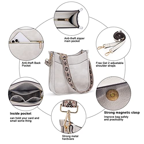 Vegan Leather Crossbody Shoulder Bag with 2PCS Adjustable Strap P487