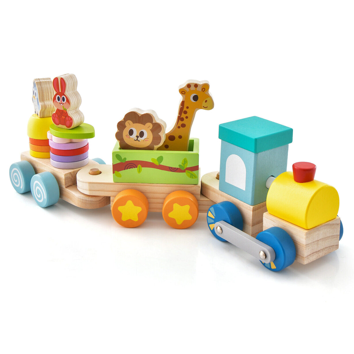 Wooden Stackable Train Set with Animal Toys & Locomotive F123543